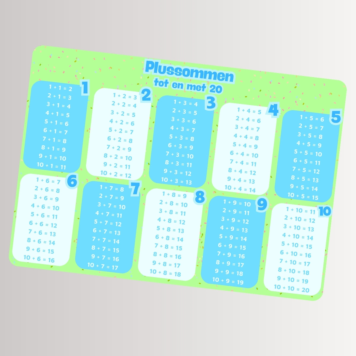 Rekenmeester onderlegger voorkant – plussommen tot en met 20