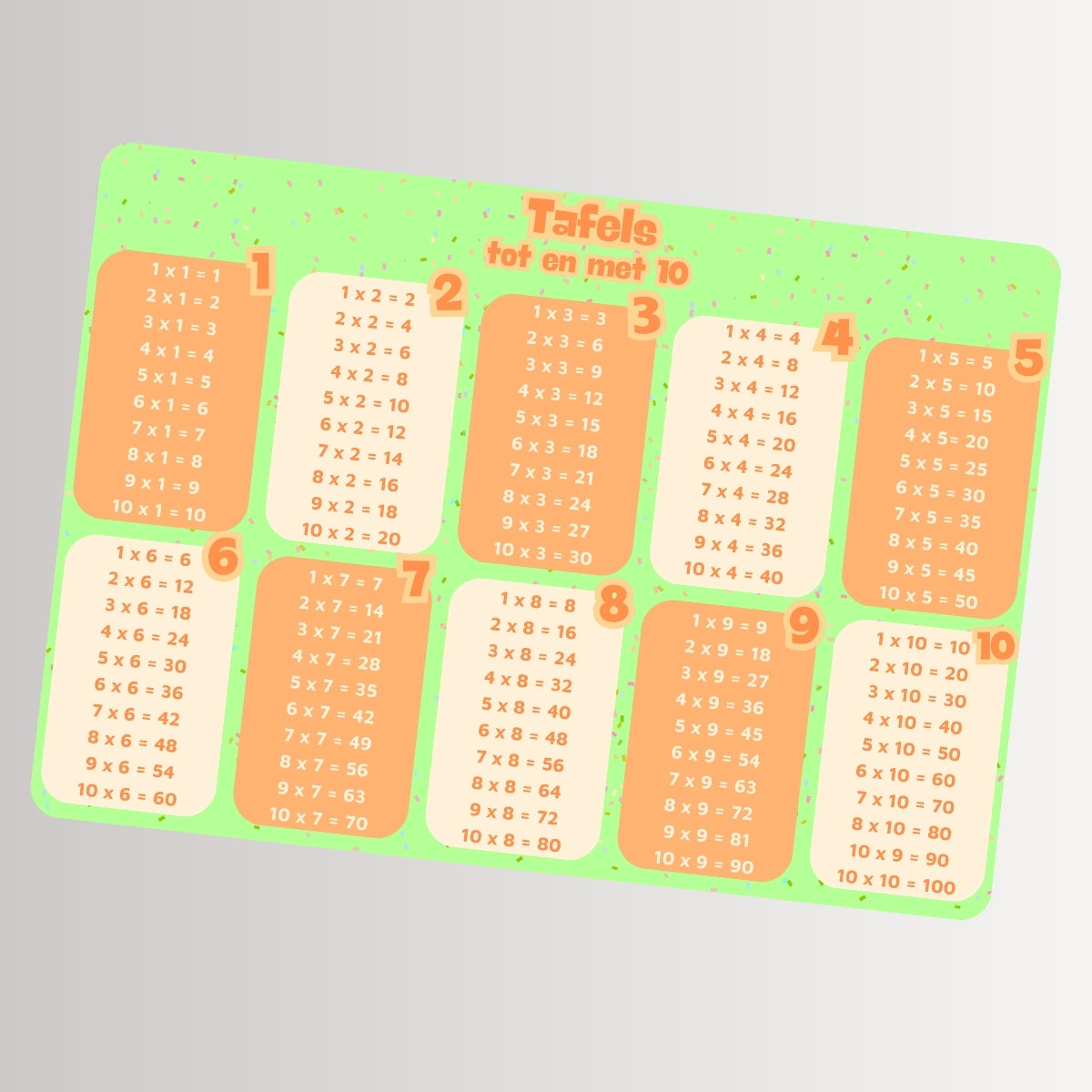 Rekenmeester onderlegger voorkant – tafels van 1 t/m 10